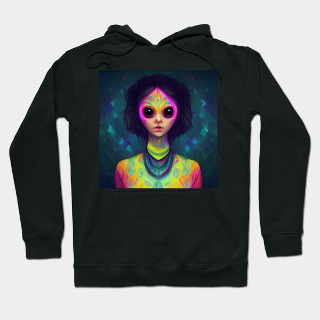 Colorful Alien Girl - best selling Hoodie by bayamba